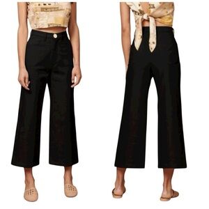 Whimsy + Row Flora Pant Black XL Cropped High Rise Wide Leg Pants